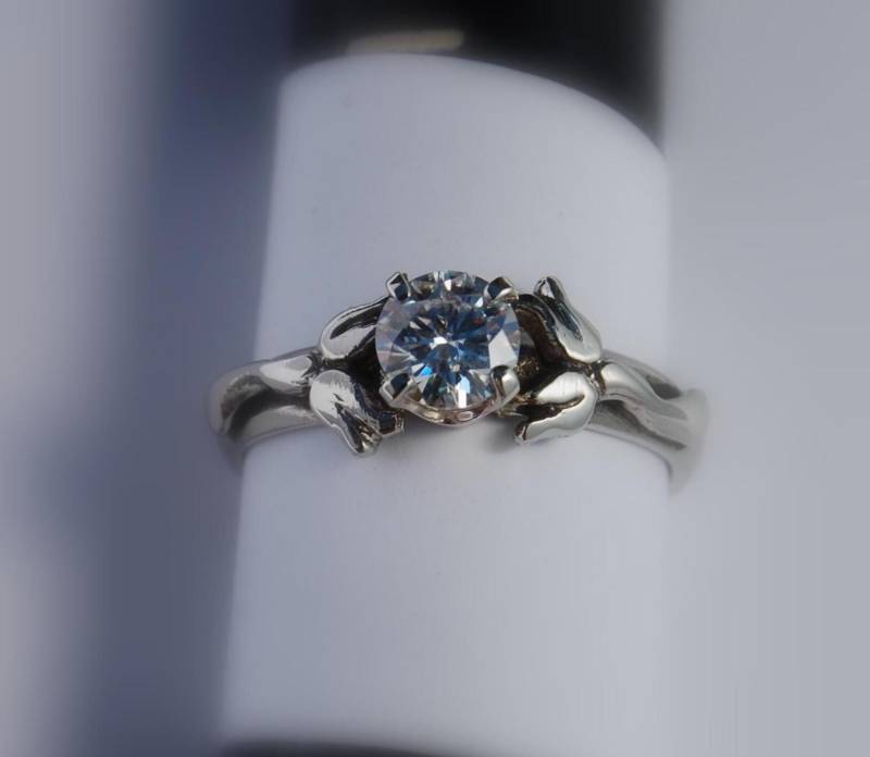 Sterling Verlobungsring, Solitärring Sterling, Silber Blumenring, Maiglöckchen Ring Weißer Saphir Ring, Aquamarin Freundschaft von LStellaJewelry