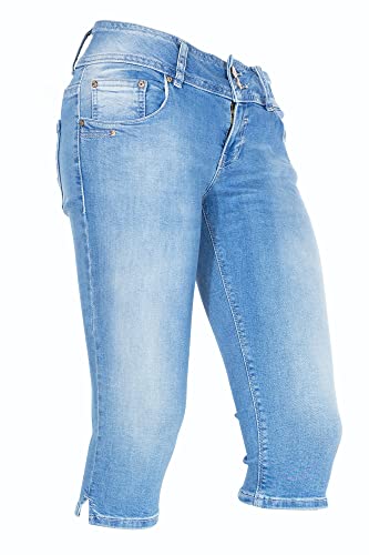 LTB Caprijeans Georget Cycle Slim Fit Stretchjeans Shorts Damen Denim, Farbe:hellblau, Hosengrößen:W28, Hosenlänge:L17 von LTB Jeans