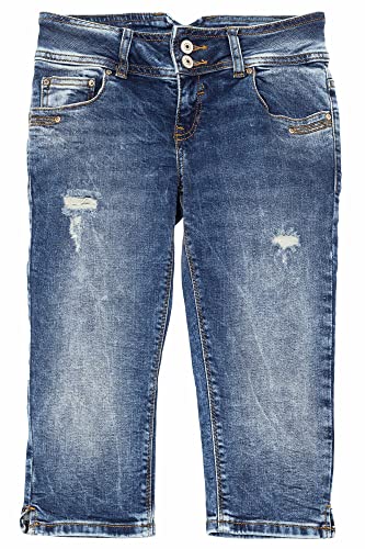 LTB Caprijeans Georget Cycle Slim Fit Stretchjeans Shorts Damen Denim Used, Farbe:blau, Hosengrößen:W32 von LTB Jeans