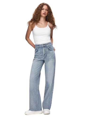 LTB Damen Jeans Danica L - High Waist - Wide Fit Blau W27-W34 Baumwolle Stretch, Größe:27W / 30L, Farbe:16059-55681 Jaelle Wash von LTB Jeans