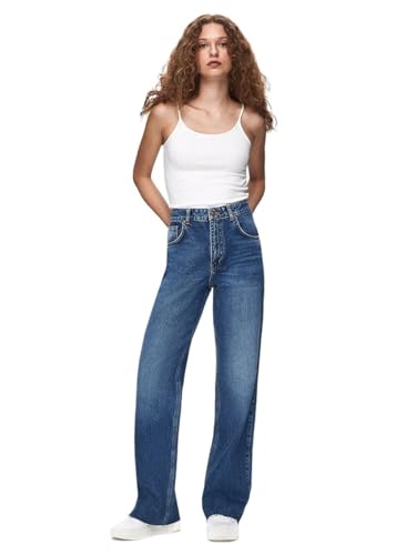 LTB Damen Jeans Danica L - High Waist - Wide Fit Blau W27-W34 Baumwolle Stretch, Größe:33W / 32L, Farbe:16042-55682 Nevino Wash von LTB Jeans