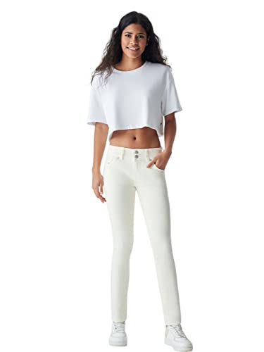 LTB Damen Jeans Molly M Super Slim Fit - Weiß - Off White W24-W34 Baumwolle Stretch, Größe:24W / 30L, Farbvariante:Off White 53296 von LTB Jeans