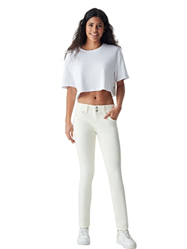 LTB Damen Jeans Molly M Super Slim Fit - Weiß - Off White W24-W34 Baumwolle Stretch, Größe:26W / 34L, Farbvariante:Off White 53296 von LTB Jeans