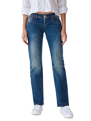 LTB Damen Jeans Valentine Straight Fit Jeanshose Denim Stretch Hose Pants Tiefer Bund Basic Baumwolle Blau w27, Farbe:Blue Lapis Wash (3923), Größe:27W / 32L von LTB Jeans