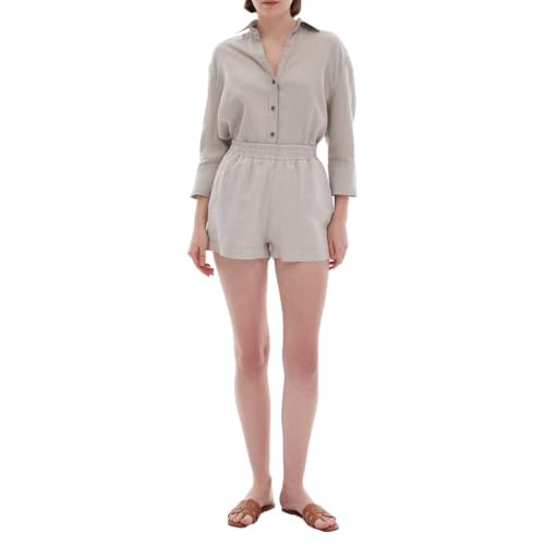 LTB Jeans Damen Foroba Boxershorts aus Leinen Pull On mit Hohe Taille in Grau - Größe L von LTB Jeans