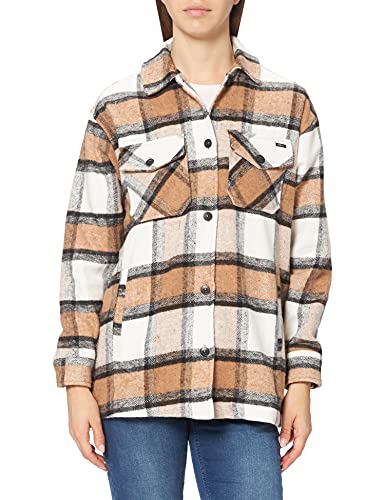 LTB Jeans Damen Hibara Aufwärm-Jacke, Camel White Black Check 12478, XL von LTB Jeans