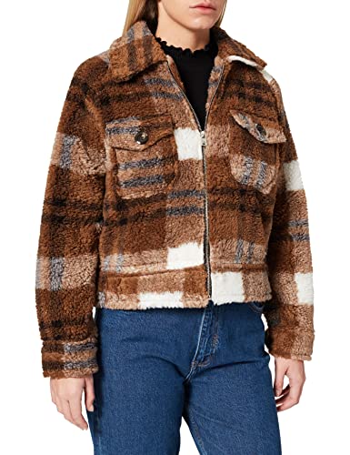 LTB Jeans Damen Hipede Aufwärm-Jacke, Camel White Black Check 12478, XL von LTB Jeans