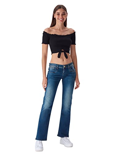LTB Damen Jeans Valerie Bootcut Fit Jeanshose Denim Stretch Hose Pants Tiefer Bund Basic Baumwolle Blau w28, Farbe:Live Wash (54342), Größe:28W / 32L von LTB Jeans