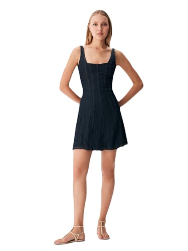 LTB Jeans Damen Jeanskleid Sarina - Lässiges Kleid Damen mit Reißverschluss und Quadratischem Ausschnitt in der Farbe Blau - Größe XL von LTB Jeans