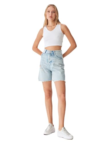 LTB Jeans Damen Jeansshorts Jamilia - Bermudashorts mit Reißverschluss und hoher Taille hergestellt aus Baumwolle - Größe S in der Farbe Blau von LTB Jeans
