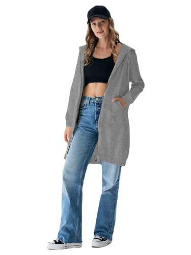 LTB Jeans Damen Kapuzenpullover Mesata Locker Langarm mit Reißverschluss aus Baumwollmischung in Grau Größe XL von LTB Jeans