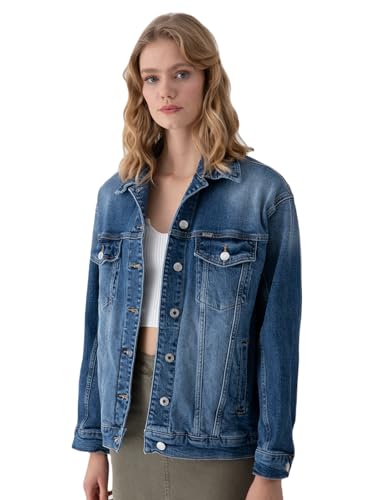 LTB Jeans Damen Monalis Jeansjacke, Heix Wash 54091, Oversized von LTB Jeans