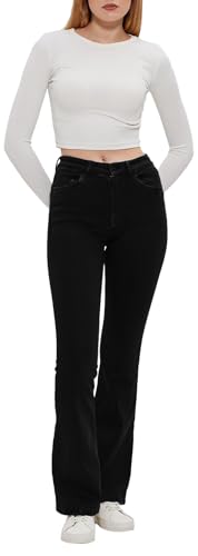 LTB Jeans Damen Novi - Ausgestellt Fit mit Hohe Taille und Reißverschluss in Schwarz aus Baumwollmischung - Größe W28L30 von LTB Jeans