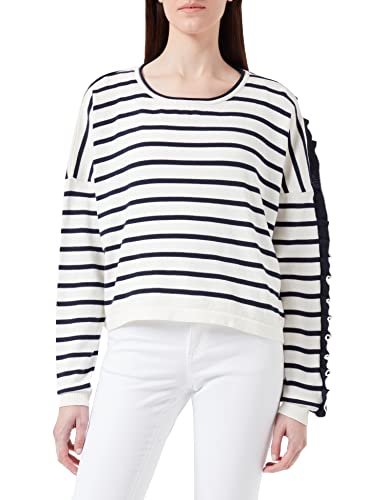 LTB Jeans Damen Rifasa Sweatshirt, White Navy Stripes 6916, XS von LTB Jeans