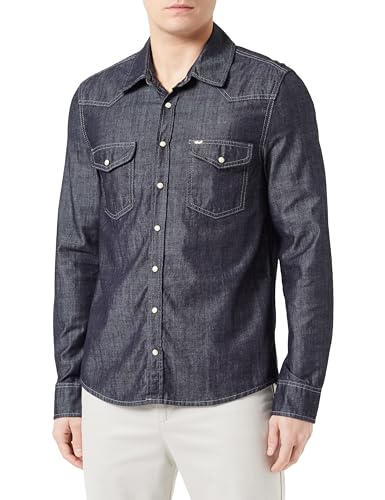 LTB Jeans Herren Jeanshemd Rohan - Baumwolle Hemd Slim Passform Langarm & Button-Down-Kragen - Blau Größe S von LTB Jeans