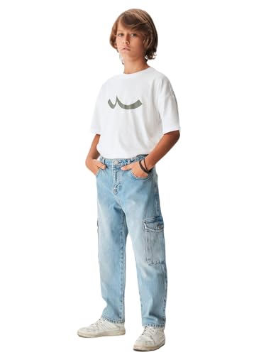 LTB Jeans Jungen-Jeanshosen Rico B Cargo Mittlere Taille mit Reißverschluss aus Baumwollmischung in Lightblau - Größe 116CM von LTB Jeans