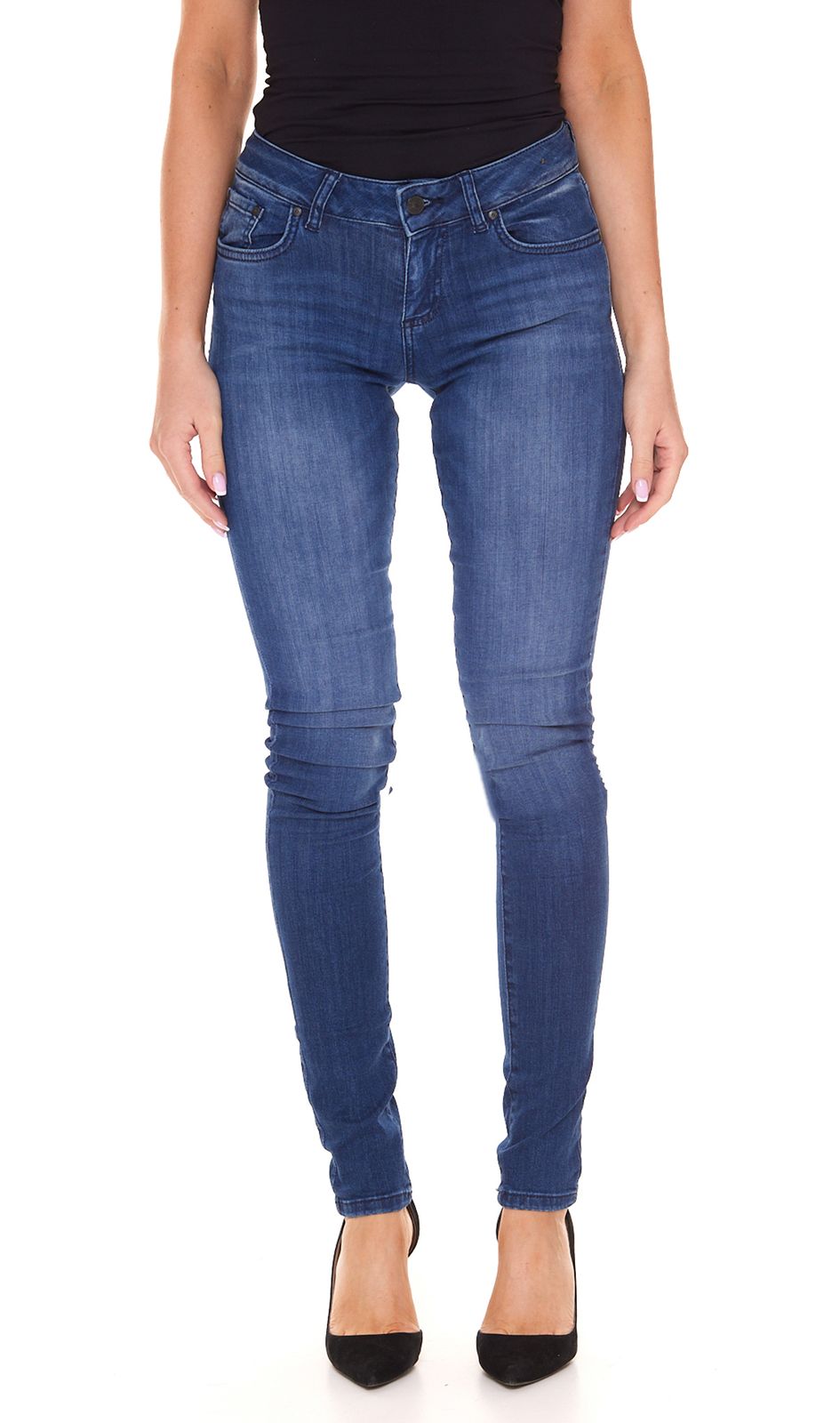 LTB Alicia Damen Super Slim-Jeans Mid Rise Denim-Hose mit Derwa-Waschung 51304 13918 51627 Blau von LTB