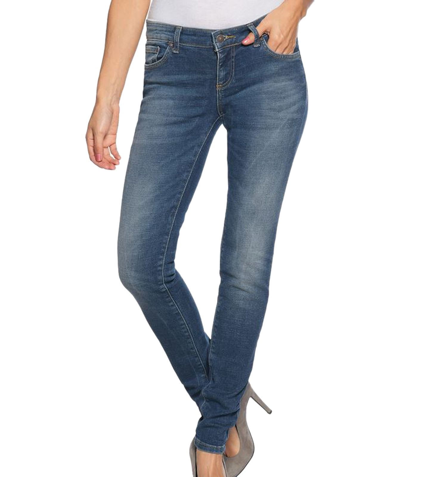 LTB Clara Damen Super Slim-Jeans Low Rise Denim-Hose mit Elery-Waschung 50984 13950 50727 Blau von LTB