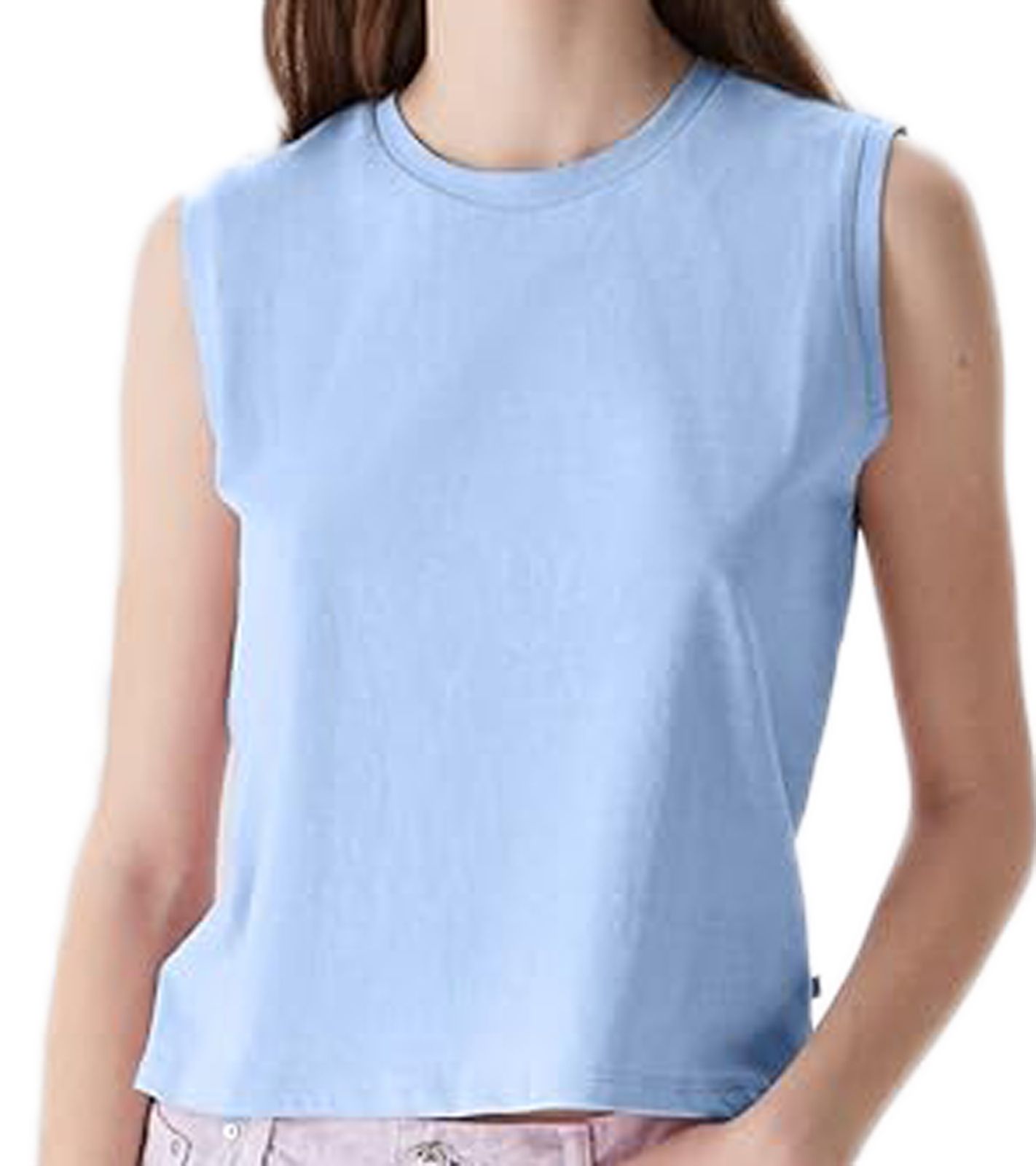 LTB DANOLO Damen Tank-Top Baumwoll-Shirt ärmelloses Sommer-Shirt 74457863 Hellblau von LTB