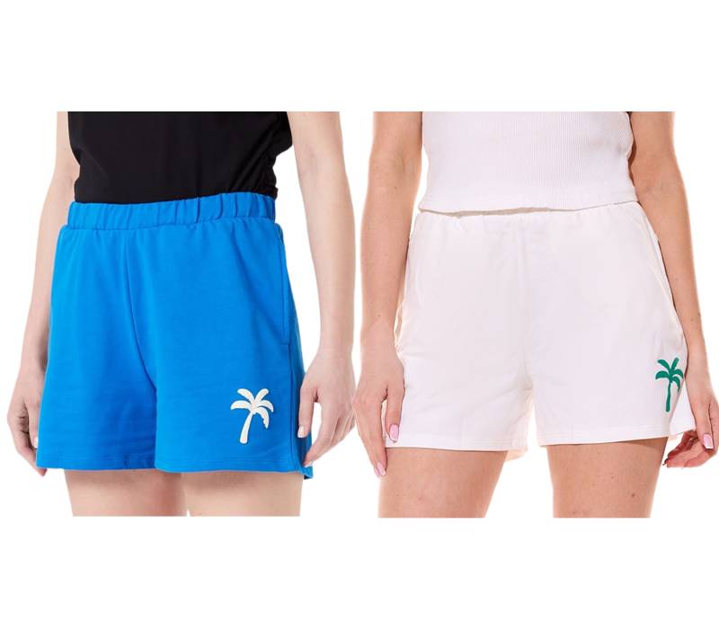 LTB Gonene Damen Shorts kurze Sommer-Hose mit Palmenstick Sweat-Hose Blau oder Weiß von LTB