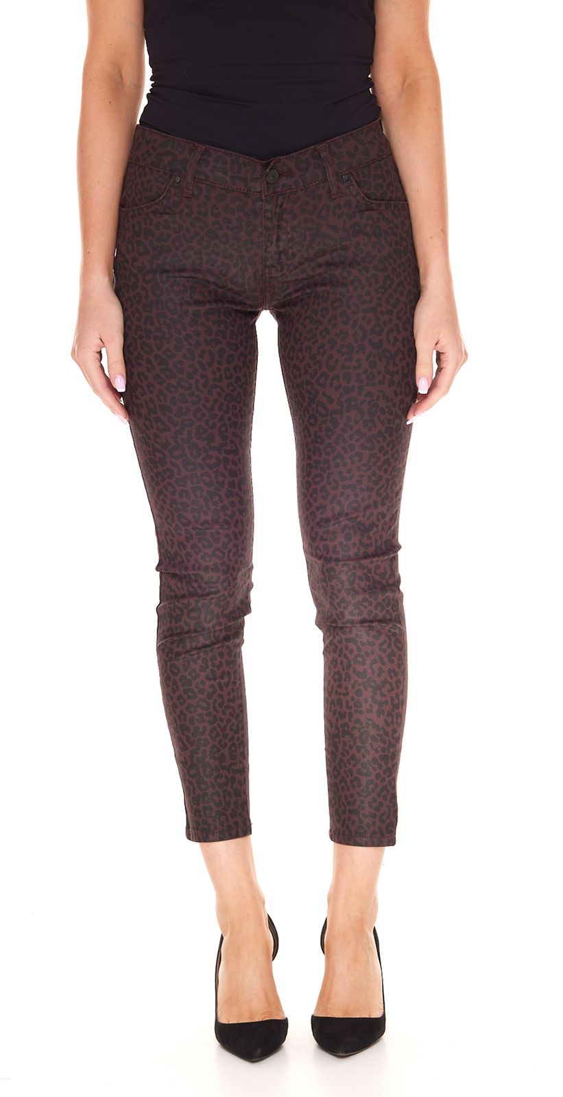 LTB Lonia Coated Damen Super Skinny Jeans mit Leopard-Waschung Mid Rise Hose 51032 14533 51944 Bordeaux-Rot von LTB