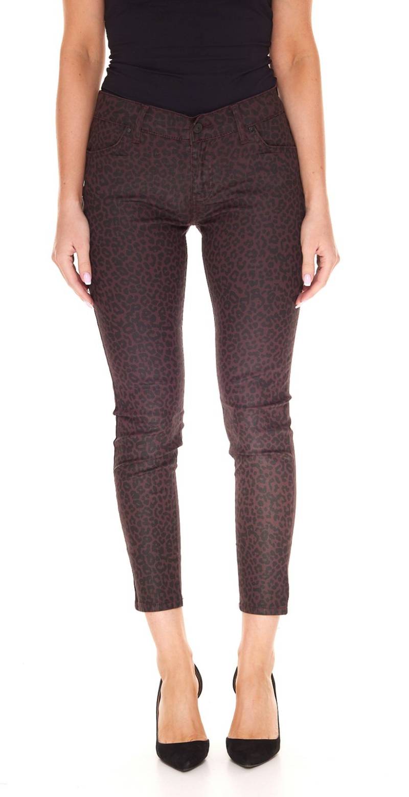 LTB Lonia Coated Damen Super Skinny Jeans mit Leopard-Waschung Mid Rise Hose 51032 14533 51944 Bordeaux-Rot von LTB