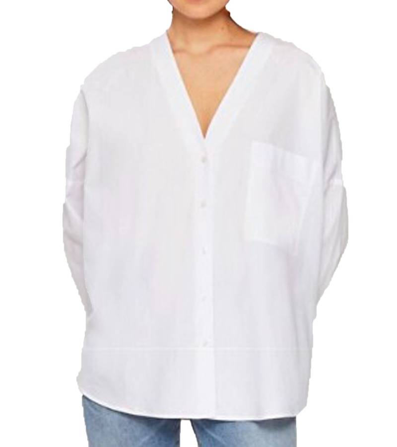LTB ZOYIDA Damen Hemd-Bluse mit tiefem V-Ausschnitt und Brusttasche 88071705 Weiß von LTB
