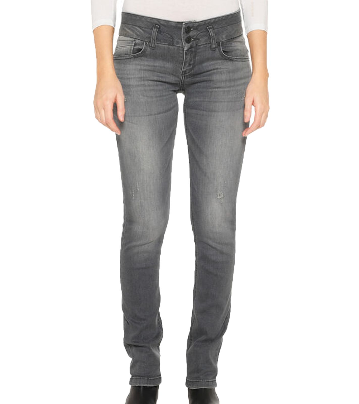 LTB Zena Damen Slim-Jeans Mid Rise Denim-Hose in Used-Look 50618 14430 51807 Grau von LTB