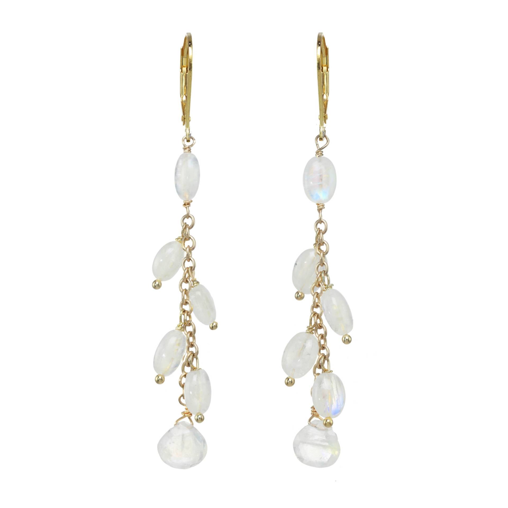 Mondstein Kaskade Edelstein Tropfen Ohrringe von LTCDesignsNYC