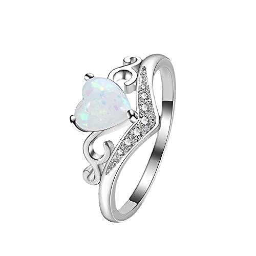 LTCXCXCD 925 Sterling Silber Simulation Herzförmiger Diamant Heiligenschein Verlobungsring Ewiger Ehering Damen (7) von LTCXCXCD