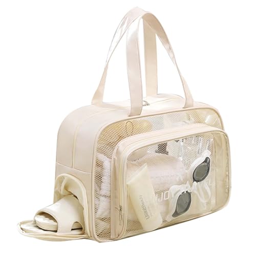 THERMELK Transparente Kulturtasche Damen Gross -Waschtasche mit Schuhfach- Flüssigkeiten Beutel Handgepäck Reise - Wasserdichter Beutel mit Zip, Make up Organizer von LTHERMELK
