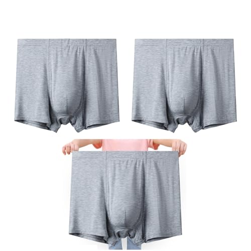 3 Pack Boxershorts Herren Übergröße 8xl-13xL,Weiche Bequeme Unterhosen Übergröße Männer Perfekte Passform Unterwäsche Keine Einschnürungen (Light Grey,9XL) von LTHTX