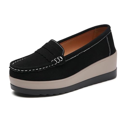 Comfort Slip-On Leder Loafers Damenschuhe Bequeme Chunky Suede Penny Loafers Casual Dressy Black Work Flats, Schwarz , 39.5 EU Comfort Slip-On Leder Loafers Damenschuhe Bequeme Chunky Suede Penny Loafers Casual Dressy Black Work Flats, Schwarz , 39.5 EU von LTHTX