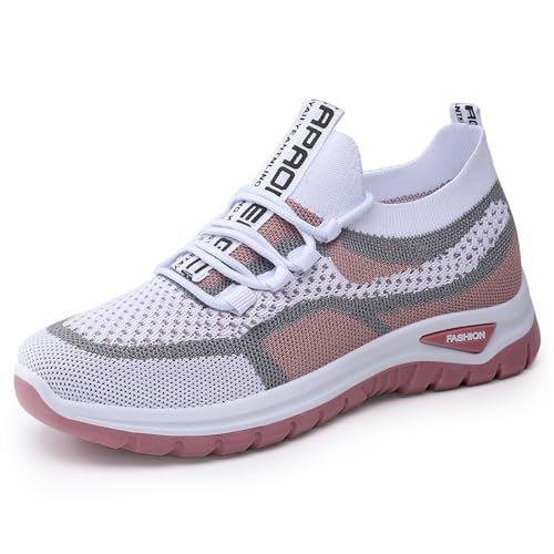 Damen Casual Schnürschuhe Laufschuhe Leichte Turnschuhe Walkingschuhe Komfort für Tennis Gym Athletic Fitness Outdoor Sneakers, rose, 38 EU von LTHTX