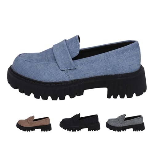 Damen Herbst Casual Chunky Loafers Schuhe Damen Mode Dicke Sohle Slip On Business Arbeit Walking Schuhe, blau, 37 EU Damen Herbst Casual Chunky Loafers Schuhe Damen Mode Dicke Sohle Slip On Business Arbeit Walking Schuhe, blau, 37 EU von LTHTX