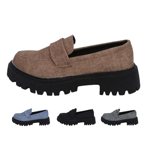 Damen Herbst Casual Chunky Loafers Schuhe Damen Mode Dicke Sohle Slip On Business Arbeit Walking Schuhe, braun, 39 EU von LTHTX