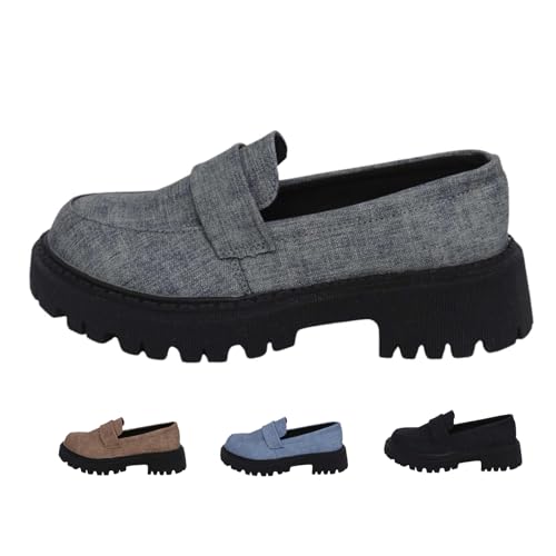 Damen Herbst Casual Chunky Loafers Schuhe Damen Mode Dicke Sohle Slip On Business Arbeit Walking Schuhe, grau, 37 EU Damen Herbst Casual Chunky Loafers Schuhe Damen Mode Dicke Sohle Slip On Business Arbeit Walking Schuhe, grau, 37 EU von LTHTX