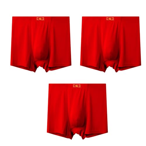 LTHTX Herren-Boxershorts, Baumwolle, lockere Passform, weiche und atmungsaktive Unterwäsche, hohe Taille, für große und große Jungs, 3er-Pack, rot, 9XL Große Größen von LTHTX