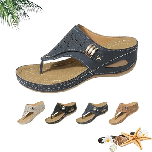 LTHTX 2024 atmungsaktive Mesh-Sport-Sandalen mit rutschfester Sohle, Keilsandalen für Damen, Flip-Flops, Sandalen mit Fußgewölbeunterstützung, blau, 36 EU von LTHTX