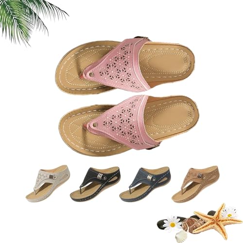 LTHTX 2024 atmungsaktive Mesh-Sport-Sandalen mit rutschfester Sohle, Keilsandalen für Damen, Flip-Flops, Sandalen mit Fußgewölbeunterstützung, rose, 38 EU von LTHTX