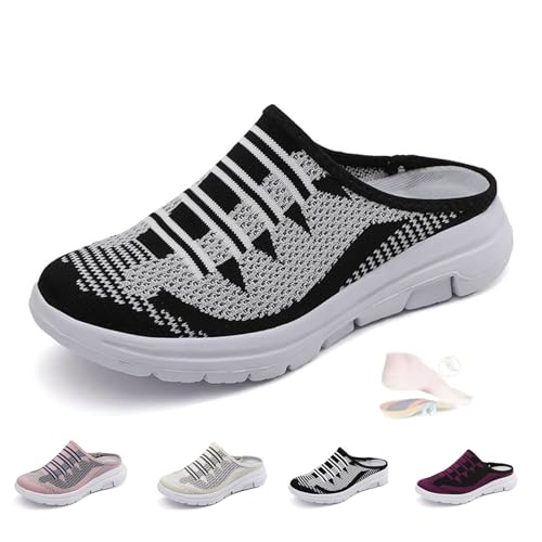 LTHTX Bequeme und atmungsaktive Pantoffeln mit geschlossenem Zehenbereich, Damen-Slipper, Sneaker, Mesh, Tennisschuhe, orthopädische Wanderschuhe, Schwarz , 36.5 EU von LTHTX