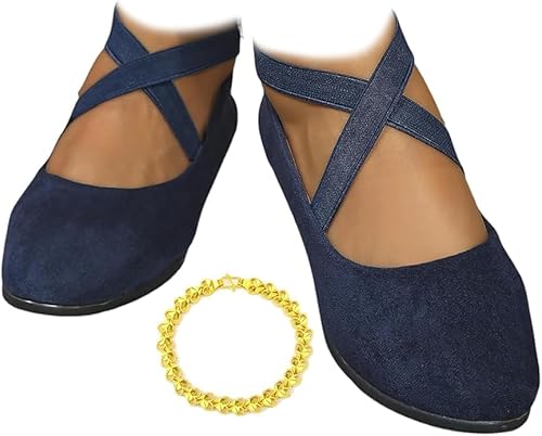 LTHTX Damen Ballerina Damenschuhe Elegant Und Bequem Schwarz Slip Ons Flach Schuhe für Frau Klassische Weiche Schuhe Ballerinas (Navy blue,37) von LTHTX
