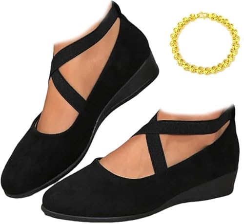 LTHTX Damen Ballerina Damenschuhe Elegant Und Bequem Schwarz Slip Ons Flach Schuhe für Frau Klassische Weiche Schuhe Ballerinas (Schwarz,36) von LTHTX