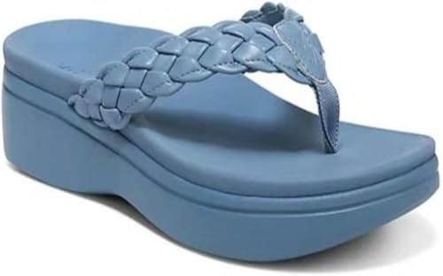LTHTX Damen Einfache und stützende Sandalen, Flip Flops rutschfeste lässige Zehensandalen Sommerschuhe für Strand Schwimmen Pool, blau, 38.5 EU von LTHTX