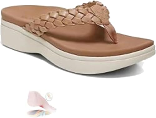 LTHTX Damen Einfache und stützende Sandalen, Flip Flops rutschfeste lässige Zehensandalen Sommerschuhe für Strand Schwimmen Pool, braun, 36 EU von LTHTX