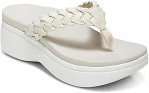 LTHTX Damen Einfache und stützende Sandalen, Flip Flops rutschfeste lässige Zehensandalen Sommerschuhe für Strand Schwimmen Pool, weiß, 39 EU von LTHTX