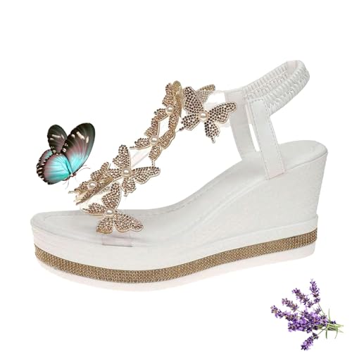 LTHTX Glitzernde Sandalen mit Schmetterlingsverzierung, offene Zehen, glitzernde Sandalen für Damen, Plateauabsatz, Keilschuhe, Sommer, hoher Keilabsatz, gold, 37.5 EU LTHTX Glitzernde Sandalen mit Schmetterlingsverzierung, offene Zehen, glitzernde Sandalen für Damen, Plateauabsatz, Keilschuhe, Sommer, hoher Keilabsatz, gold, 37.5 EU von LTHTX