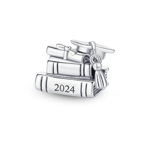 LTHTX Abschluss-Geschenke für Sie 2024, 925er-Sterlingsilber, für Abschlussbücher, Charm-Perlen, passend für originale Pandoura-Armbänder zur Schmuckherstellung, Alle, Silber von LTHTX