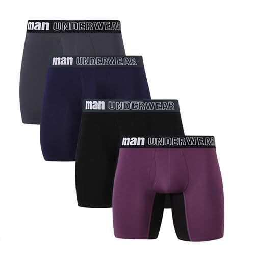 LTHTX Herren-Boxershorts mit langem Bein, Bambus, Anti-Scheuern, atmungsaktive Unterwäsche, Sport-Boxershorts mit Stützbeutel,7XL, 4 Stück LTHTX Herren-Boxershorts mit langem Bein, Bambus, Anti-Scheuern, atmungsaktive Unterwäsche, Sport-Boxershorts mit Stützbeutel,7XL, 4 Stück von LTHTX