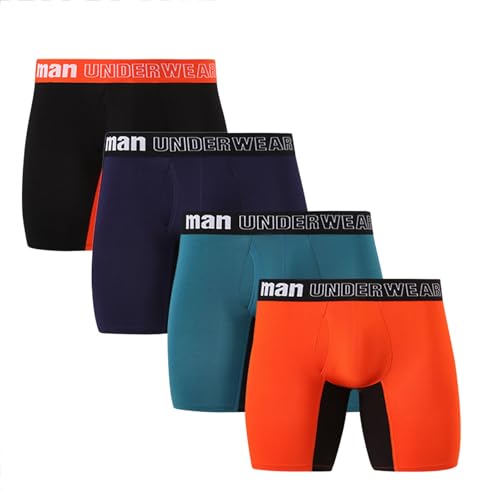 LTHTX Herren-Boxershorts mit langem Bein, Bambus, Anti-Scheuern, atmungsaktive Unterwäsche, Sport-Boxershorts mit Stützbeutel M, 4 Stück von LTHTX